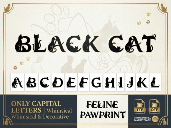 Black Cat: A Whimsical Serif Font with Feline Flair