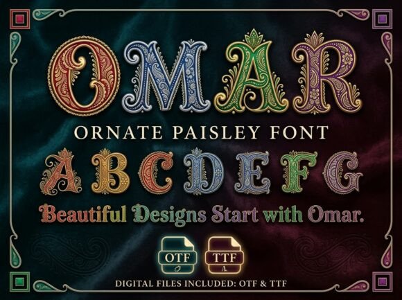 Omar: The Ornate Paisley Font for Heritage Design