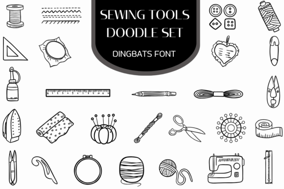 Sewing Tools Doodle Set: A Handmade Touch for Your Brand